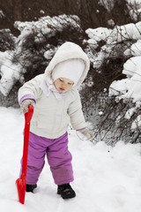 The little girl in the winter