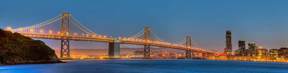 Poster Im Rahmen Panorama der San Francisco Bay Bridge © Jeffrey Kreulen