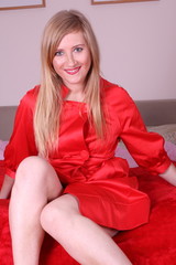 beautiful blonde in bedroom