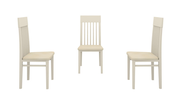 Three white chairs