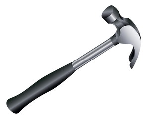 Metal metalwork hammer with the rubber handle