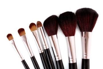 Fototapeta premium cosmetic brushes on white