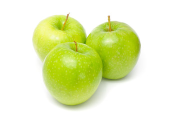 Green Granny Smith Apples Isolated on White Background