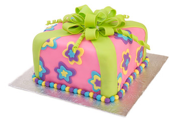 Colored Package Cake Isolated on White