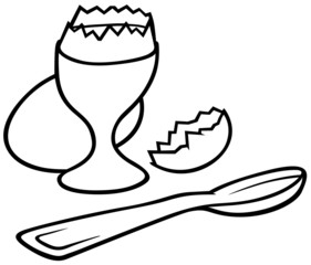 Eggcup - Black and White Cartoon illustration