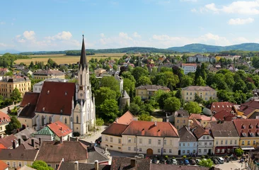 Fotobehang Aerial view on the town of Melk, in Austria, from Stift Melk © jorisvo