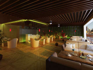 rendering dining hall in the hotel