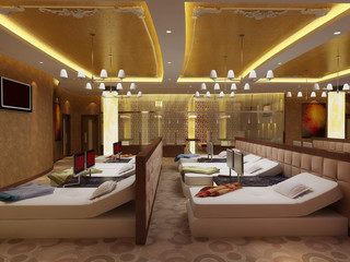 rendering restroom in the hotel