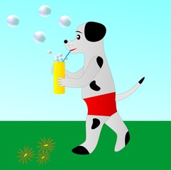 dog and bubble blower, vector illustration
