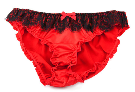 Female red lace panties
