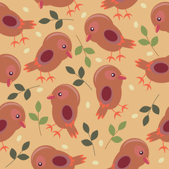 Seamless wallpaper with sparrows