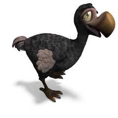 very funny toon Dodo-bird. 3D rendering with clipping path and © Ralf Kraft