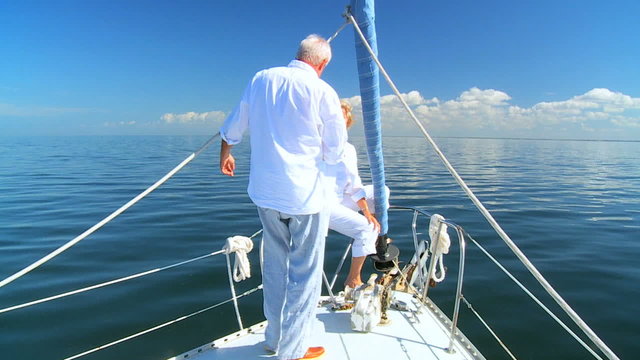 Retired Couple Enjoying Yachting Vacation filmed 60FPS