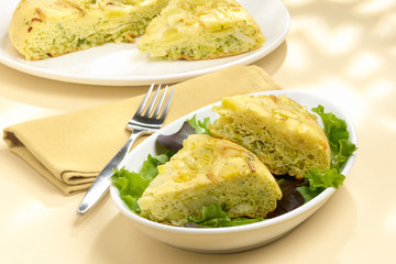 tortilla aux poireaux e herbes aromatiques