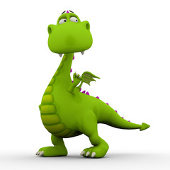 Fototapeta premium dino baby green dragon standing up