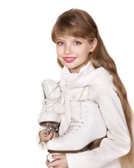 Young girl figure skating..