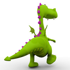 Obraz premium dino baby green dragon going away