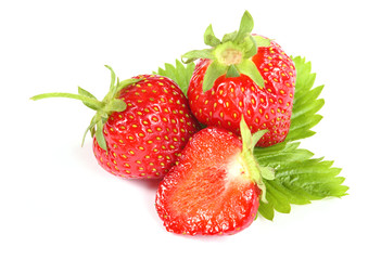 Fresh ripe strawberry on white background