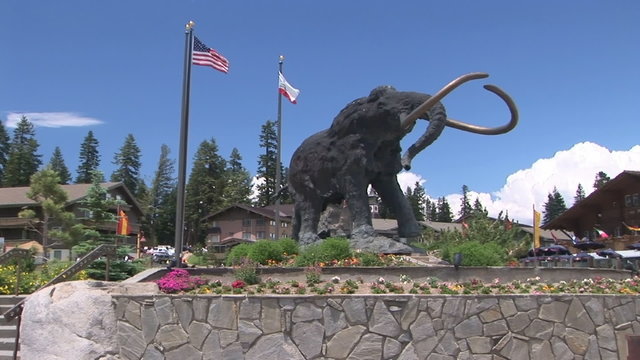 Woolly mammoth statue at Mammoth Mountain, California