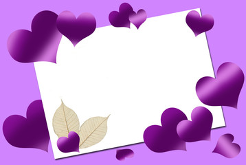 empty love card with purple hearts