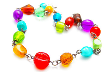 closeup of glass bead necklace jewelry
