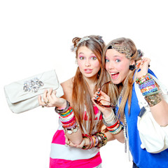 happy smiling fashion victims with accessories