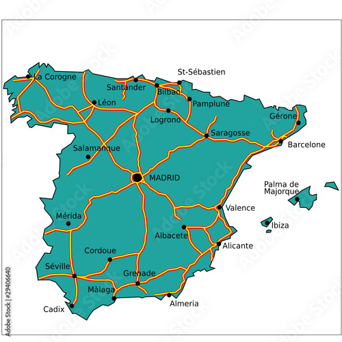 "Carte des autoroutes d'Espagne" fichier vectoriel libre ...