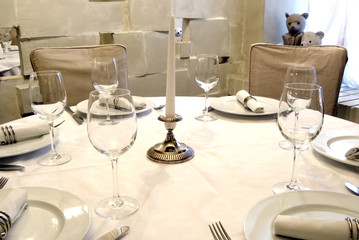 Dining table in modern restaurant