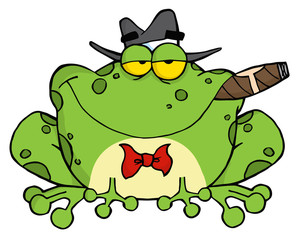 Frog Cartoon Mobster With A Hat And Cigar