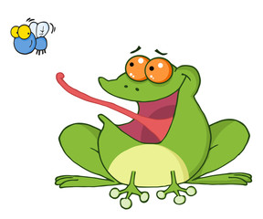 Obraz premium Frog And Fly Cartoon Character