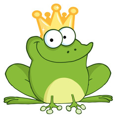 Naklejka premium Happy Frog Prince Cartoon Character