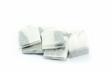 Tea bags isolated on white