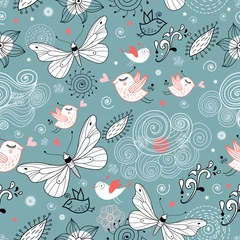 Küchenrückwand glas motiv Textur Liebesvögel und ein Schmetterling © tanor27