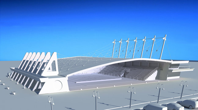 progetto palasport rendering 3d ingegneria architettura