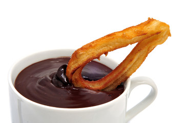 churros con chocolate, típico de España