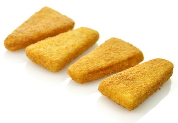 Frozen fish fillets on a white background