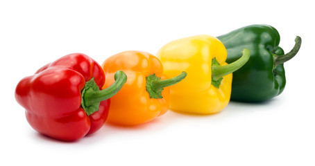 Paprika (pepper) red, orange, yellow and green color isolated