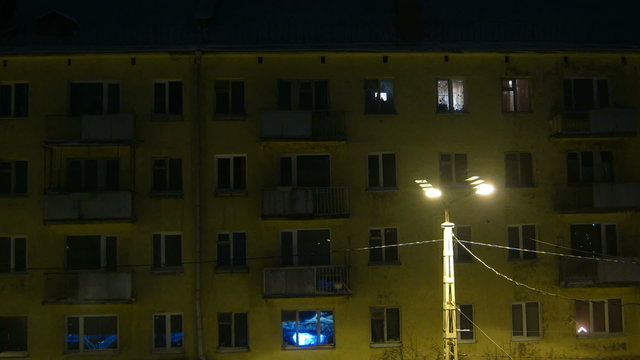 Block house windows from night to day time lapse
