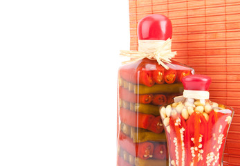 Canned vegetables in glass jars