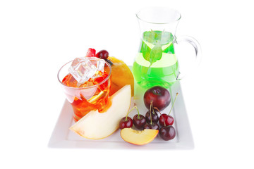 fruit icecream and raw fruits