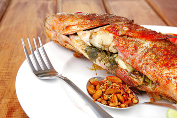 main course : roasted sea fish