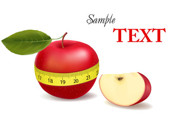 Red apple measured the meter. Vector.