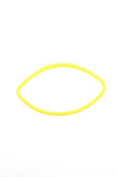 Yellow rubber band outline of a football
