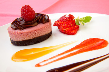 Raspberry chocolate cheesecake