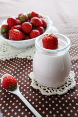 Berry  pudding with fresh strawberry