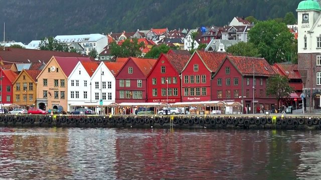 Cityscape of Bryggen in Bergen, Norway
