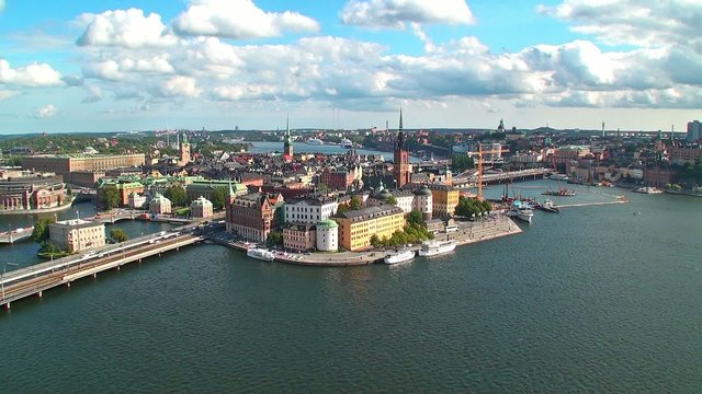 Zoom aerial panorama of Stockholm, Sweden