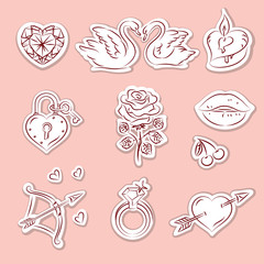 Valentine's Day Stickers Set