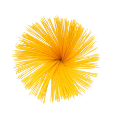 A bunch of spaghetti isolated on white background. Top view