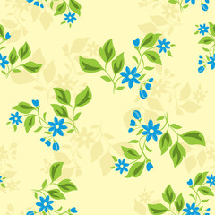 vector seamless floral texture with blue flowers